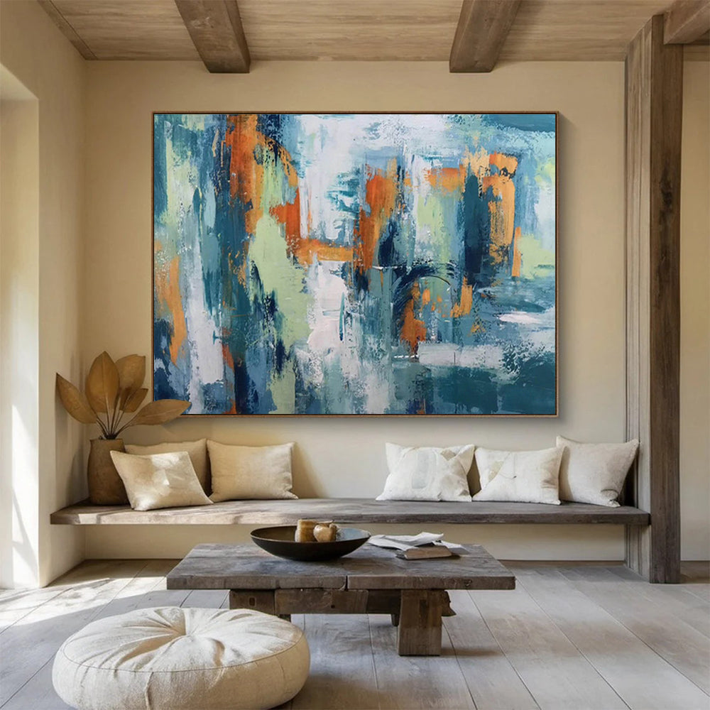 “Teal - Orange Urban Abstraction” Abstract Painting On Canvas DKS295