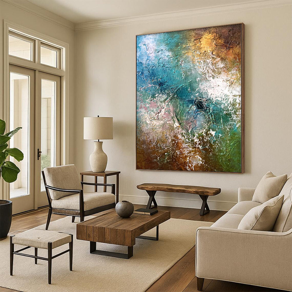“Textured Color Fusion Abstract” - Abstract Impasto Painting On Canvas PS0007