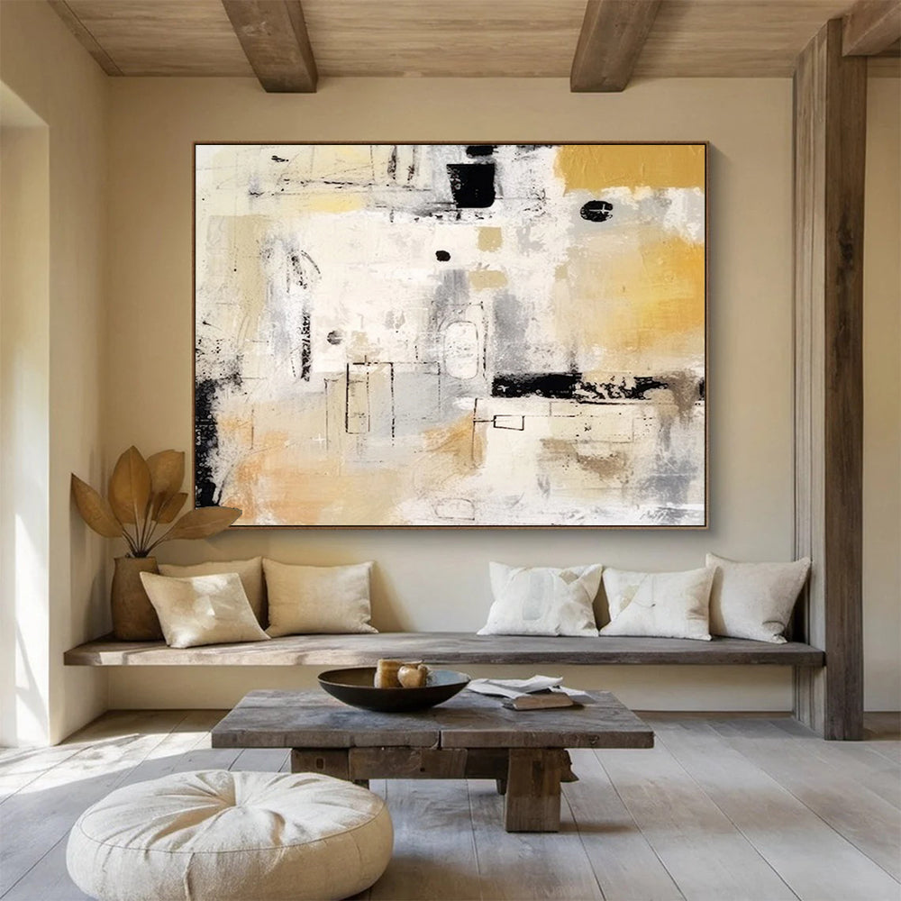 “Neutral Tones Abstract Composition” - Modern Abstract Painting On Canvas PT061