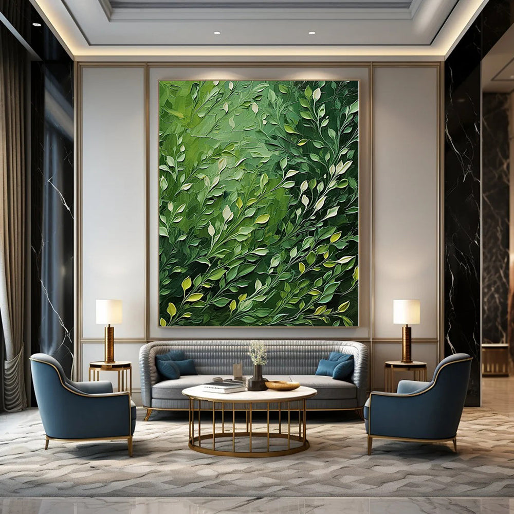 “Green Foliage Abstraction” - Botanical Abstract Painting On Canvas PS0193