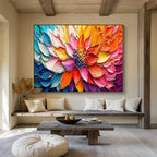 “Colorful Impasto Flower” - Impasto Oil Floral Painting On Canvas DKS866