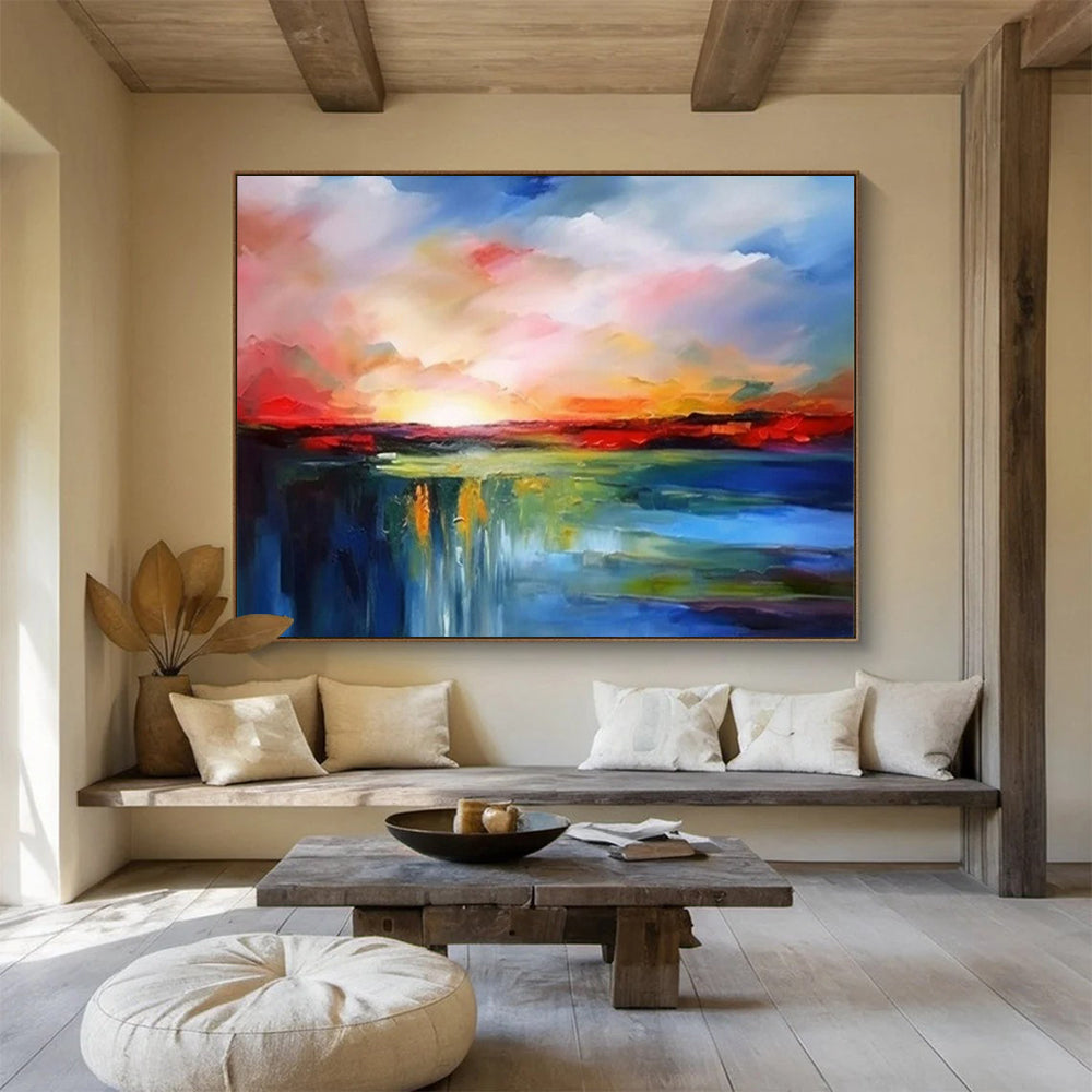 “Vibrant Waterfall Horizon” - Oil Painting, Landscape PT1596