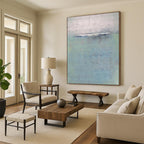 “Soft Blue and Grey Abstract Horizon” - Serene Abstract Painting On Canvas DS354