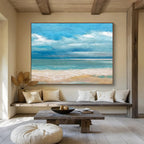 “Calm Beach Seascape” - Realistic Seascape Painting, Fits Family Room & Beach - Themed Nursery DKS638