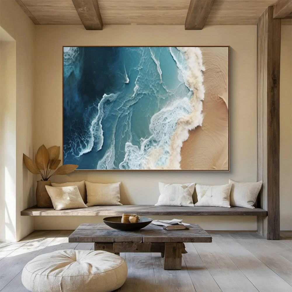 “Aerial - View Ocean Waves” - Photographic - Abstract Painting On Canvas PT1547