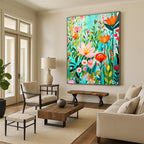“Colorful Floral Meadow” - Modern, Whimsical - Styled Painting On Canvas PT1595
