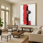 “Red, Black, and White Textured Forms” - Striking Abstract Painting On Canvas DS390