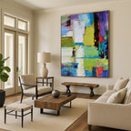 Vibrant Color Blocks, "Urban Symphony" – Contemporary Abstract Painting On Canvas PS0896
