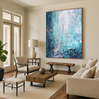“Shades of Blue Abstract” - Textured Abstract Painting On Canvas PS0074