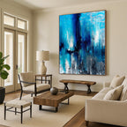 “Blue and Gray Abstract Cascade” - Abstract Expressionist Painting On Canvas PS0024