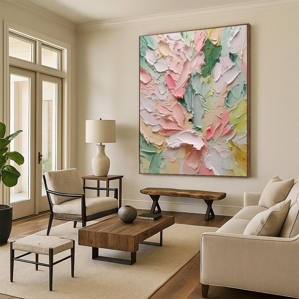 “Pastel Floral Impasto” - Impressionist - Inspired Floral Painting On Canvas PT1397
