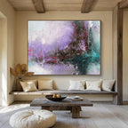 Pastel Purple - Teal Abstract - Dreamy Impressionistic Painting On Canvas DKS380