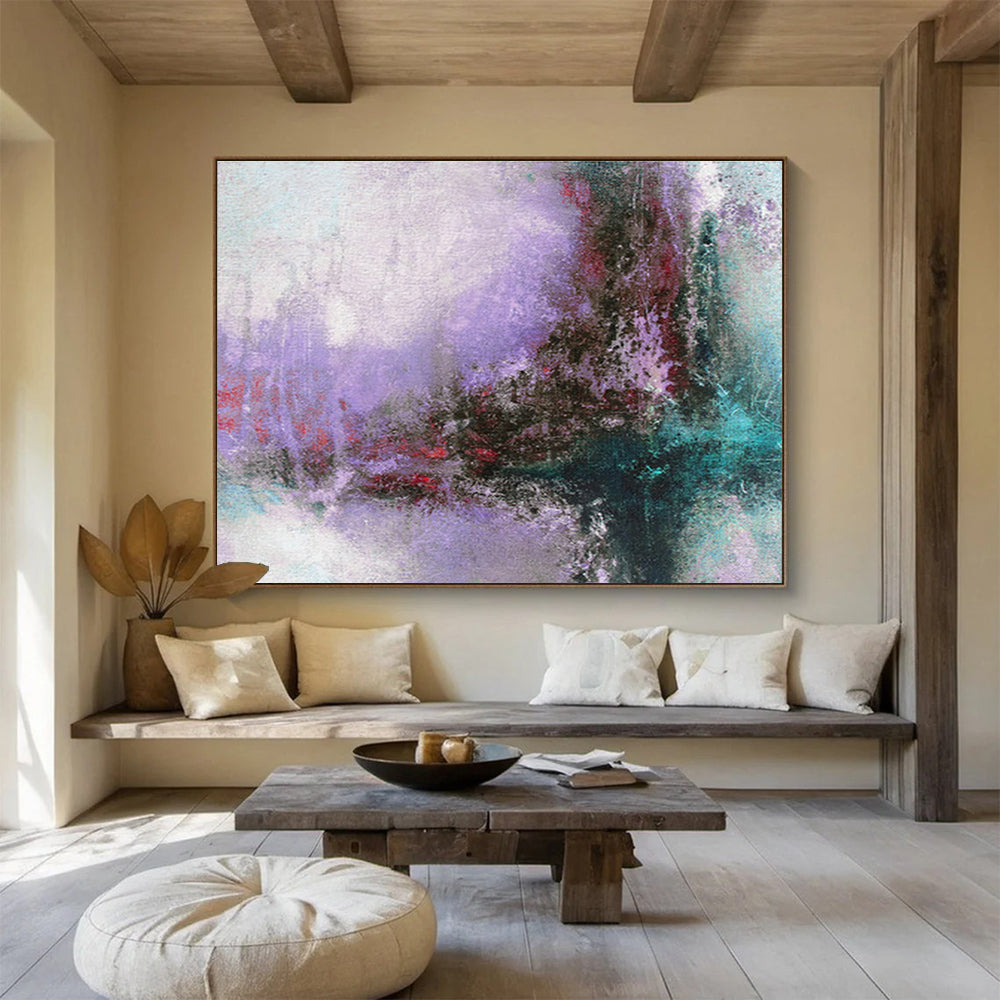 Pastel Purple - Teal Abstract - Dreamy Impressionistic Painting On Canvas DKS380