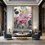 Colorful Flowers with Textured Petals "Blooming Textures" Impressionist Painting On Canvas PS1306