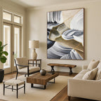 “Black - White - Gold Abstract Flowing Lines” - Luxe Abstract Painting On Canvas PS0351