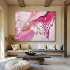 “Pink - Gold Swirls” - Pastel Pink “Blush Gold” Painting On Canvas PT1617