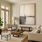 “Neutral Abstract Cross - Lines” - Subtle Abstract Painting On Canvas DS370