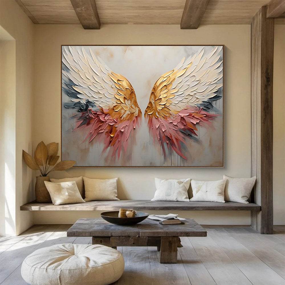 “Textured Angel Wings” - Impasto Mixed - Media Painting On Canvas DKS863