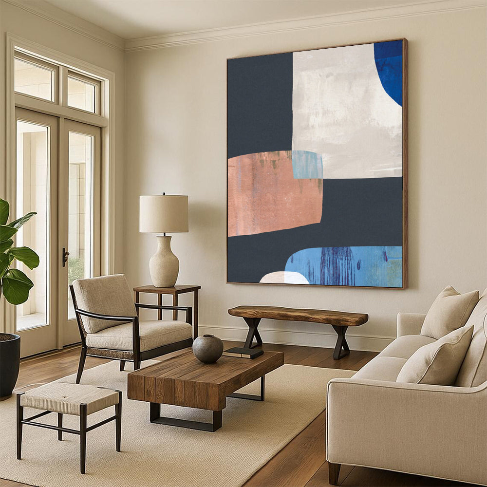 “Geometric Color Blocks” - Modern Shapes & Muted Tones Painting On Canvas DS200