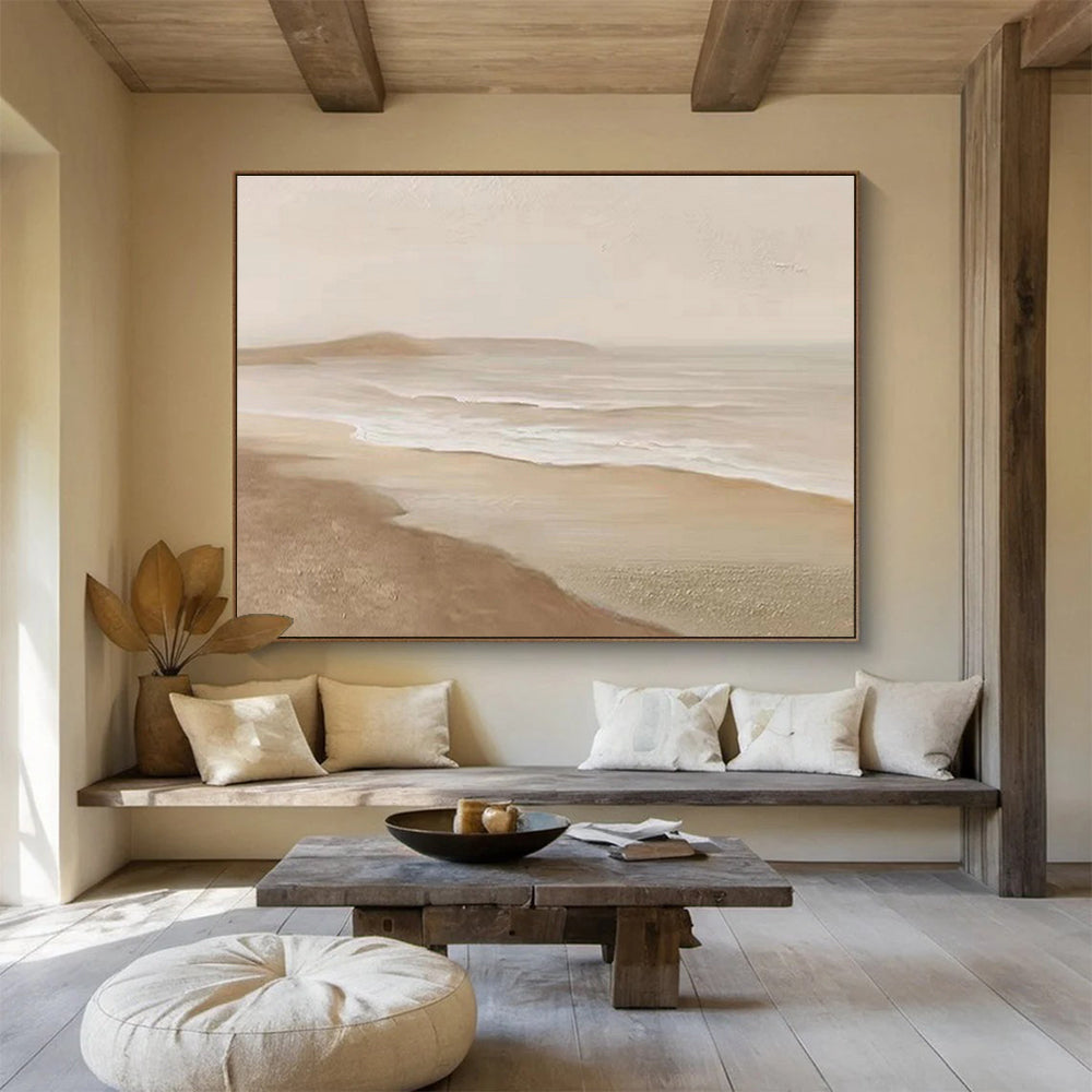 “Minimalist Beach Scene” - Seascape Painting On Canvas DKS526