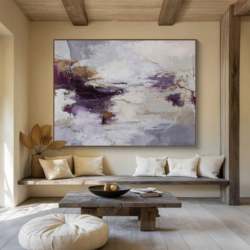 “Purple And Earthy Abstract” - Abstract Painting On Canvas DKS516