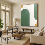 “Green - Gold Arch Textures” - Minimalist Abstract Painting On Canvas PT1170