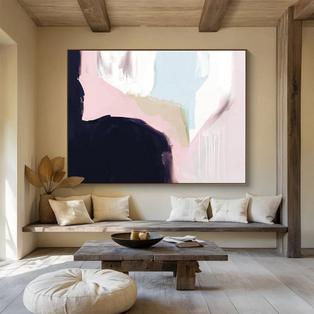 “Soft Pastel and Dark Contrast Abstract” - Subtle Abstract Painting On Canvas PT132