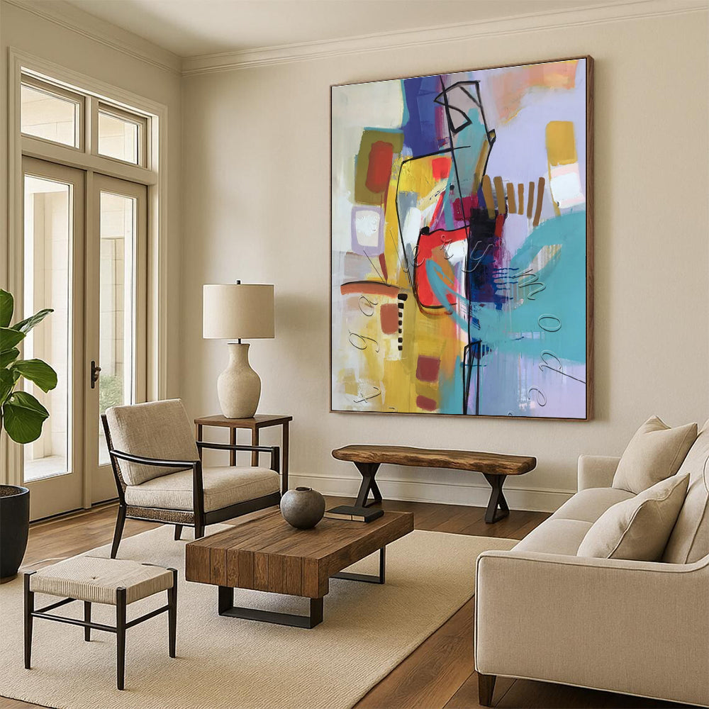 Vibrant Abstract Forms, "Color Carnival" – Abstract Expressionist Painting On Canvas PS0889