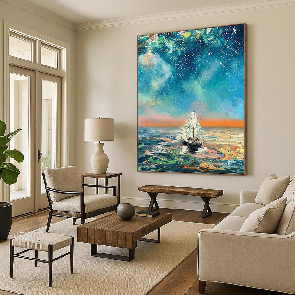 “Starry Sea Voyage” - Fantasy Landscape Painting On Canvas PT1049