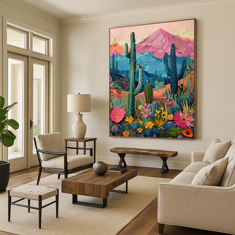 “Colorful Desert Impasto” - Post - Impressionist - Inspired Landscape Painting On Canvas PT1402