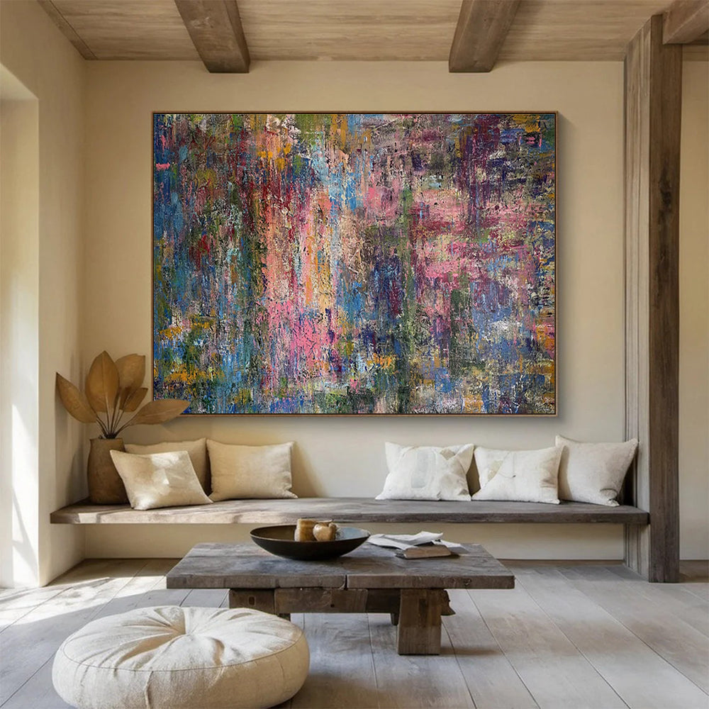 “Vibrant Color Mosaic” - Multicolor Abstract, Textured Wall Art Painting On Canvas DKS715