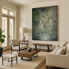 “Green Abstract Textured Field” - Textured Abstract Painting On Canvas PT1195