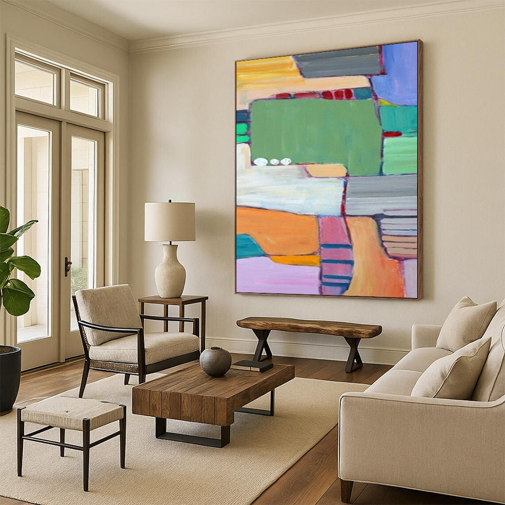 “Vibrant Geometric Abstraction - Bold Colors & Shapes” Painting On Canvas DS262