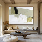 Soft Greens and White Layers - Subtle Abstract Painting On Canvas DKS314