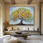 “Rainbow - Leafed Tree of Life” - Textured - Impasto Painting On Canvas PT1537