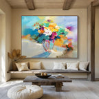 “Colorful Flower Vase” - Impressionistic Still - Life Painting On Canvas PT191