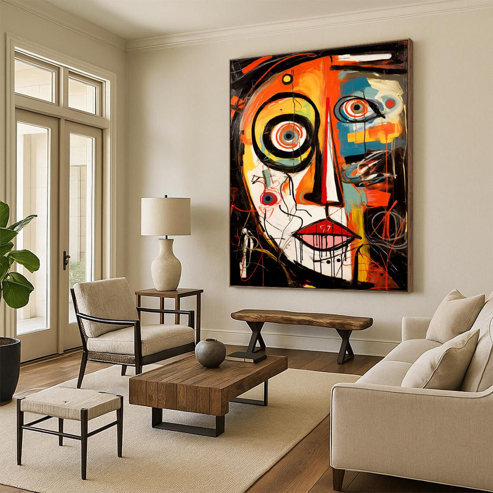 “Colorful Abstract Face” - Neo - Expressionist Painting On Canvas PT2211
