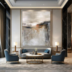 Beige, Gray and Brown with Subtle Textures "Desert Dawn" Abstract Landscape Painting On Canvas PS1128