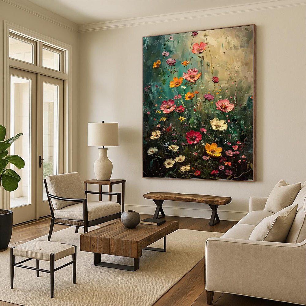 “Colorful Wildflower Meadow” - Floral, Impressionistic Painting On Canvas PT1554