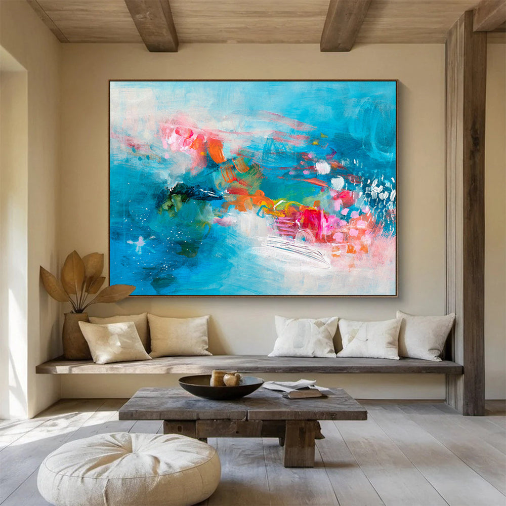 Blue - Toned Abstract Seascape Painting On Canvas DKS032