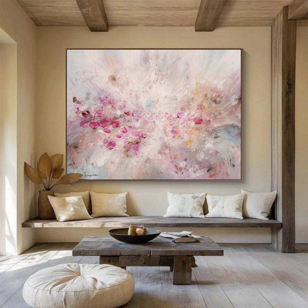 “Blush - Toned Floral Burst” - Floral Painting On Canvas DKS533