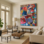 “Colorful Abstract Mosaic” - Lively Abstract Painting On Canvas DS297