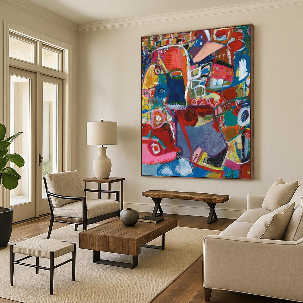 “Colorful Abstract Mosaic” - Lively Abstract Painting On Canvas DS297