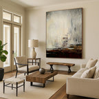 “Gray - Brown Cityscape Abstract” - Atmospheric Abstract Painting On Canvas PT2301