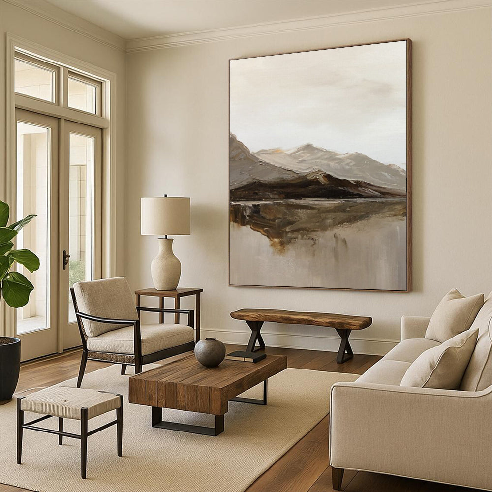 “Mountain and Lake Reflection” - Landscape - Inspired Abstract Painting On Canvas DS358