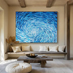 “Blue Swirl Abyss” - Blue Abstract, Impasto Oil Painting On Canvas DKS789