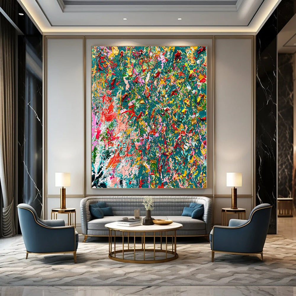 Teal and Orange Swirls - Fluid Acrylic Mix of Cool and Warm Tones Painting On Canvas PS1220