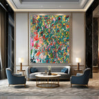 Teal and Orange Swirls - Fluid Acrylic Mix of Cool and Warm Tones Painting On Canvas PS1220