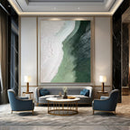 Textured Green and White, "Coastal Layers" – Textured Abstract Painting On Canvas PS0938