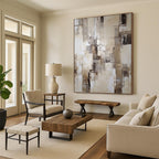 “Neutral Geometric Abstract” - Minimalist Abstract Painting On Canvas PT1307